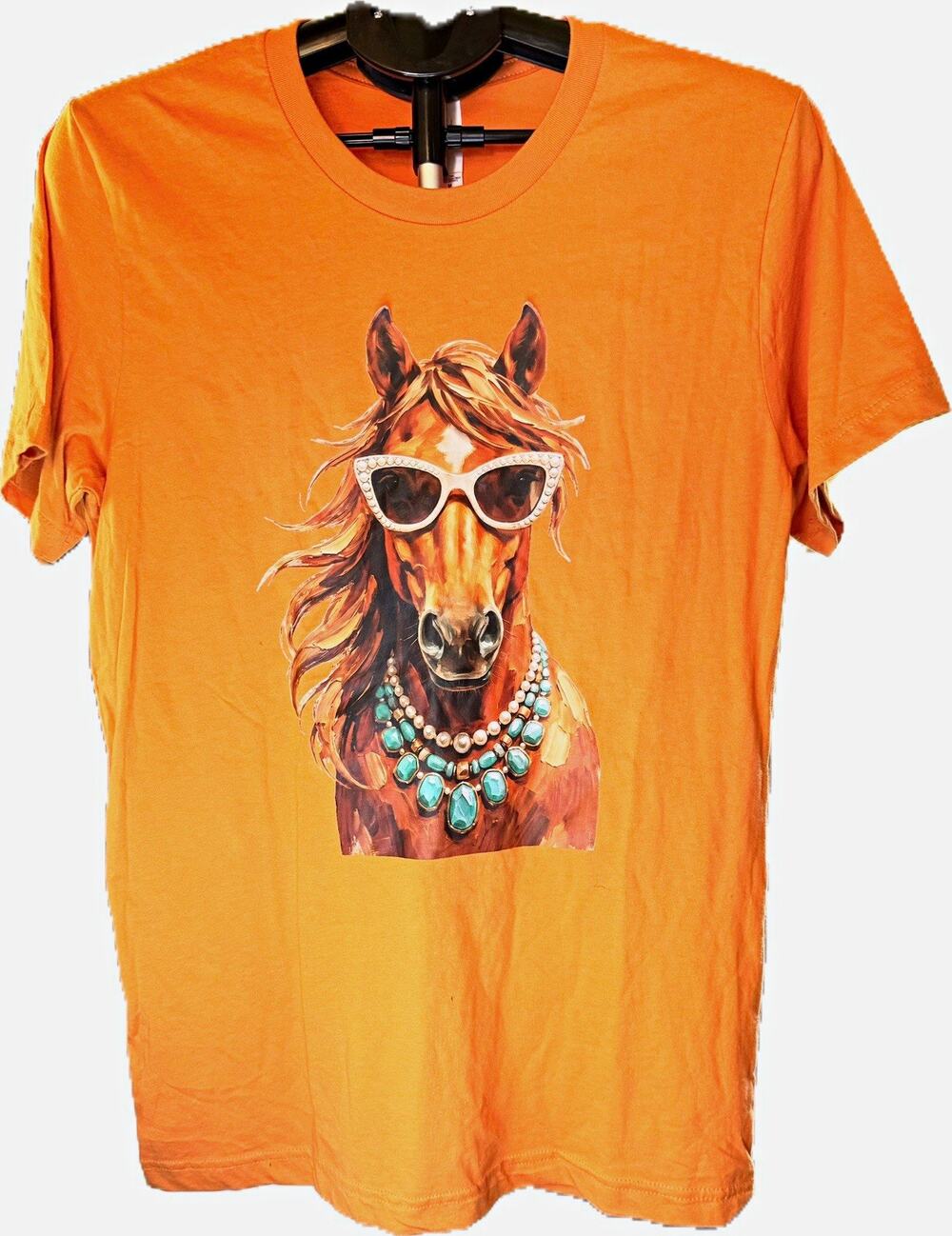 Bella + Canvas Orange Horse Graphic Print Crew Neck Tee Short Sleeve M